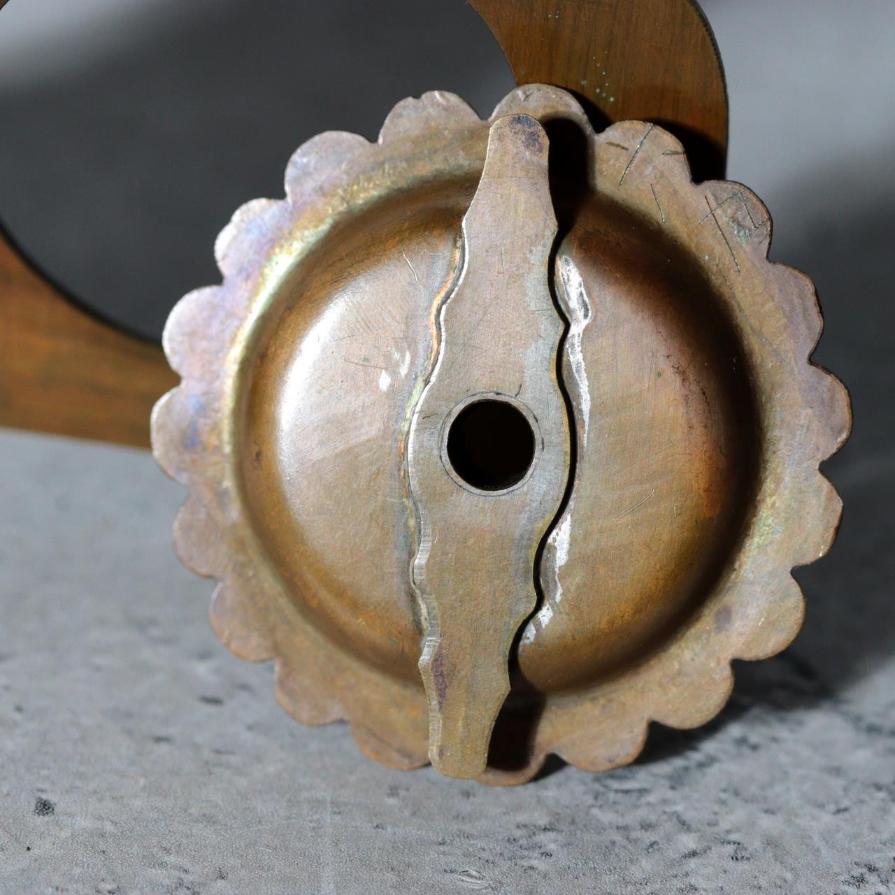 Late Edo Meiji Brass Folding Candlestick Karakuri Style BOSa6214