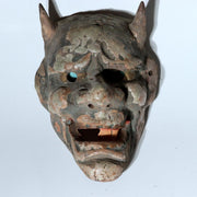 Antique Japanese Ceramic Noh Mask Style Wall Masks Hannya & Beshimi Pair c.19404