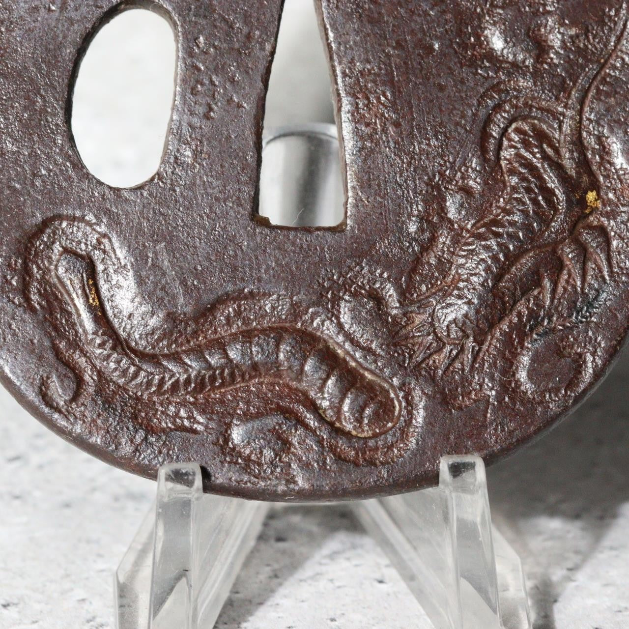 High-Class Antique Japanese Samurai Sword Tsuba Satsuma School Dragon Gold Inlay7