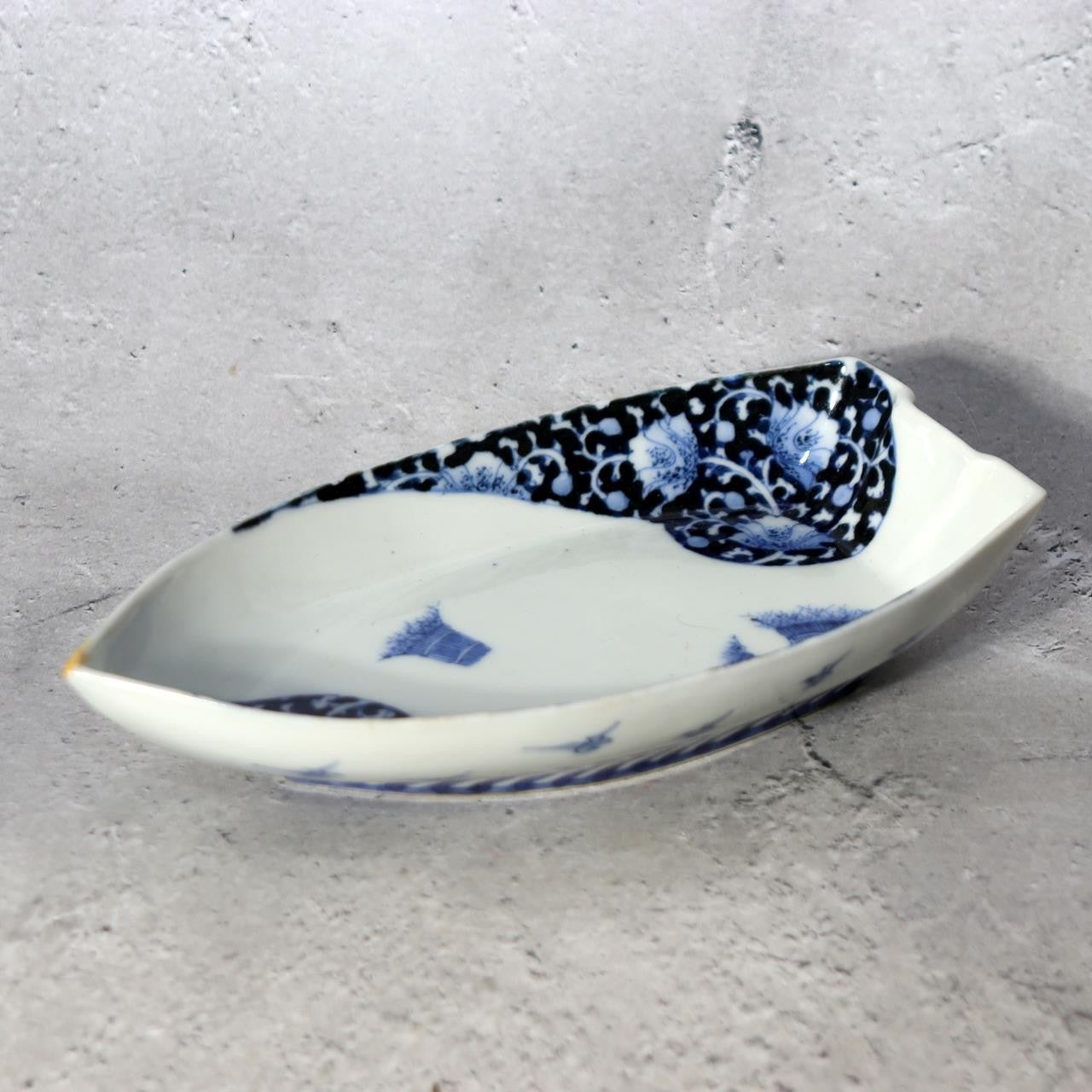 Antique Japanese Hirado Ware Porcelain Dish - Sometsuke Bakumatsu 17cm IP1350