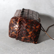 Japanese Vintage Antique Mingei Bamboo Basket & Ikkanbari-style Tea Caddy Set7