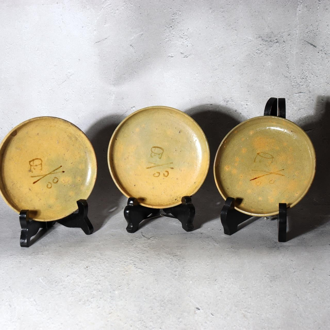 Antique Japanese Kyoto Ware Kyo-yaki Small Dishes Set of 3 Tea Ceremony Motif0