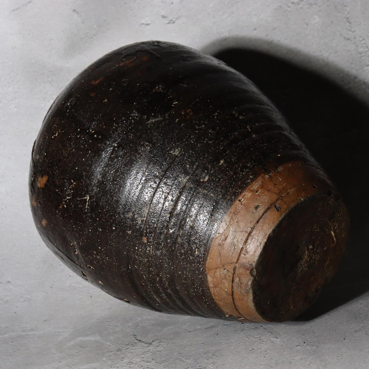 Antique Japanese Shiga Folk Kiln Pottery Iron Glaze Shiji-ko Four-Lug Jar PV31111