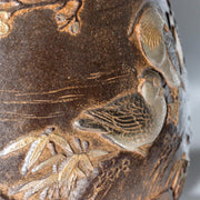 Vintage Japanese Takaoka Copper Bronze Vase Ryusen Relief Inlay Mandarin Duck12