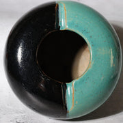 Japanese Ushinoto Kiln Round Vessel Iconic Green & Black Bi-color Design pottery7