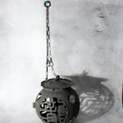 Japanese Vintage Bronze Spherical Hanging Lantern Openwork with Chain BOSa5821