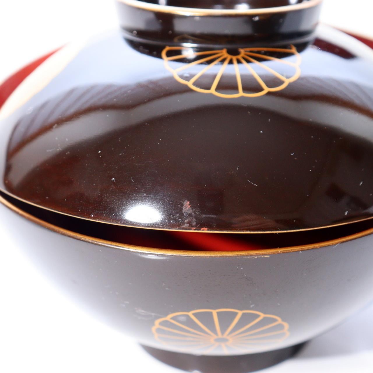 11-Piece Japanese Antique Urushi Lacquerware Set Gold Maki-e Chrysanthemum etc13