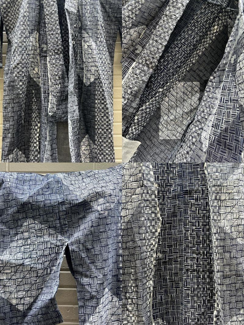 Japanese Men's Cotton Yukata Summer Kimono Basket Weave Pattern BRKW1764