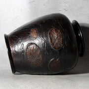 Antique Japanese Takaoka Bronze Vase Hozan Twin Koi Lotus Pond BV774-25