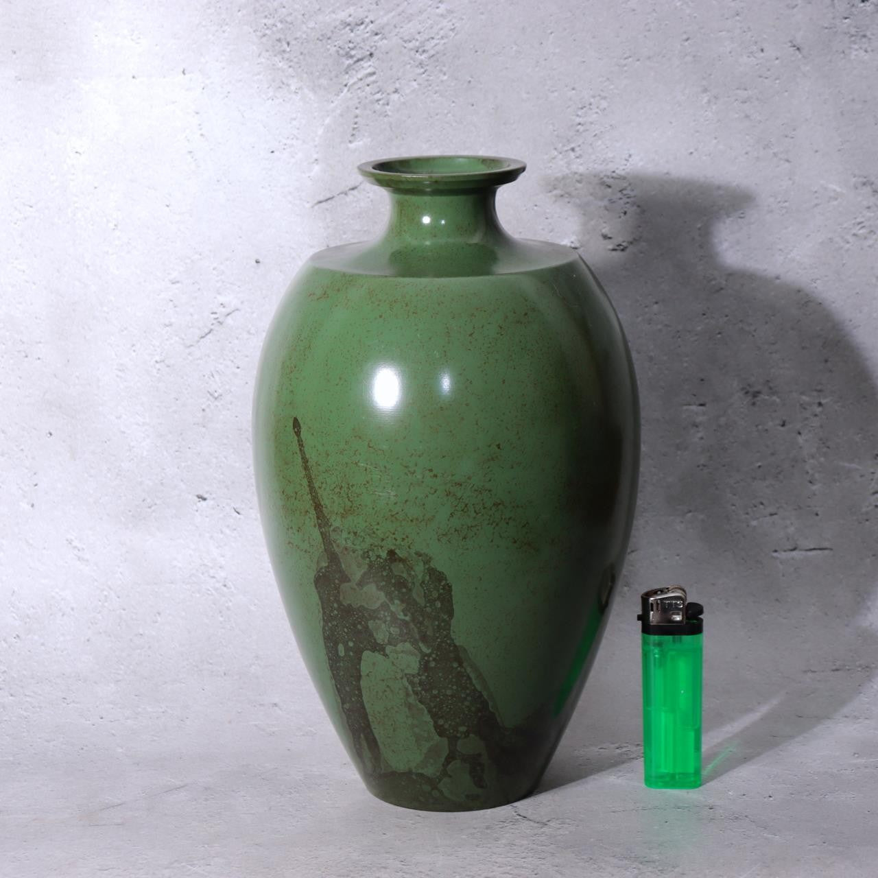 Takaoka Copperware Green Bronze Vase Japanese Flower Holder Ornament BV7731