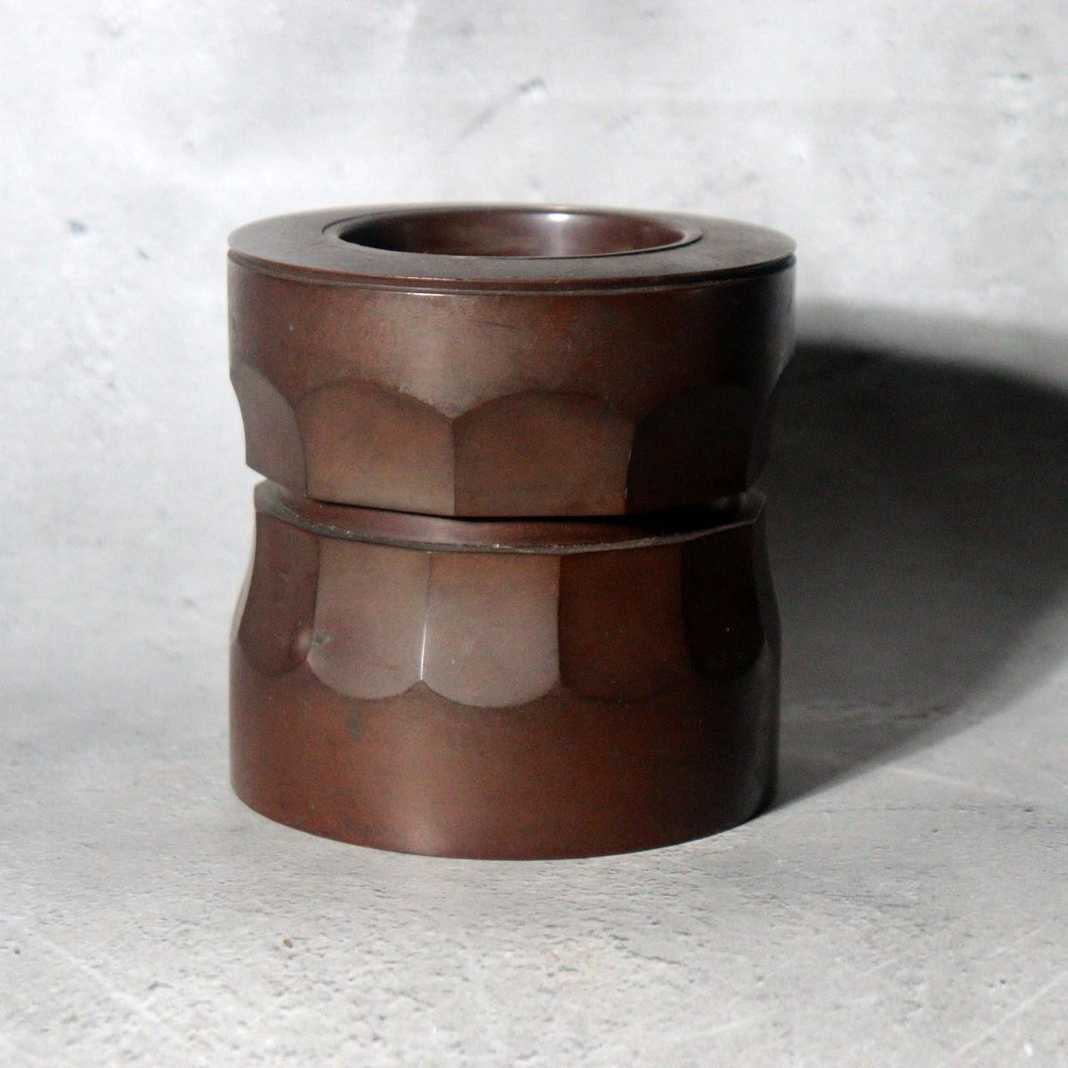 Vintage Japanese Bronze Ikebana Vase Okubo Yuko Shobisai Two-Piece2