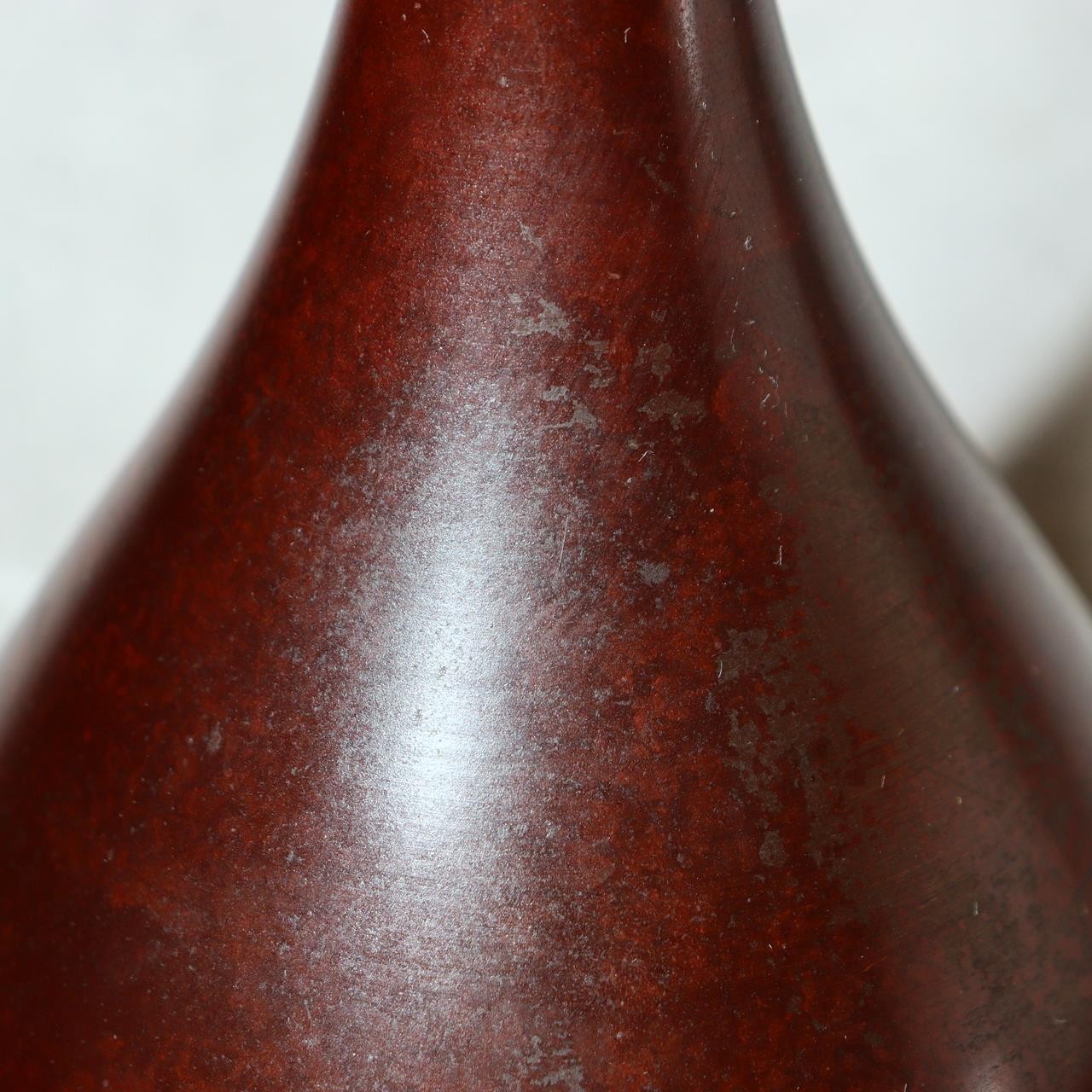 Vintage Japanese Bronze Bud Vase Long Neck Reddish Brown Patina Ikebana Zen BV727