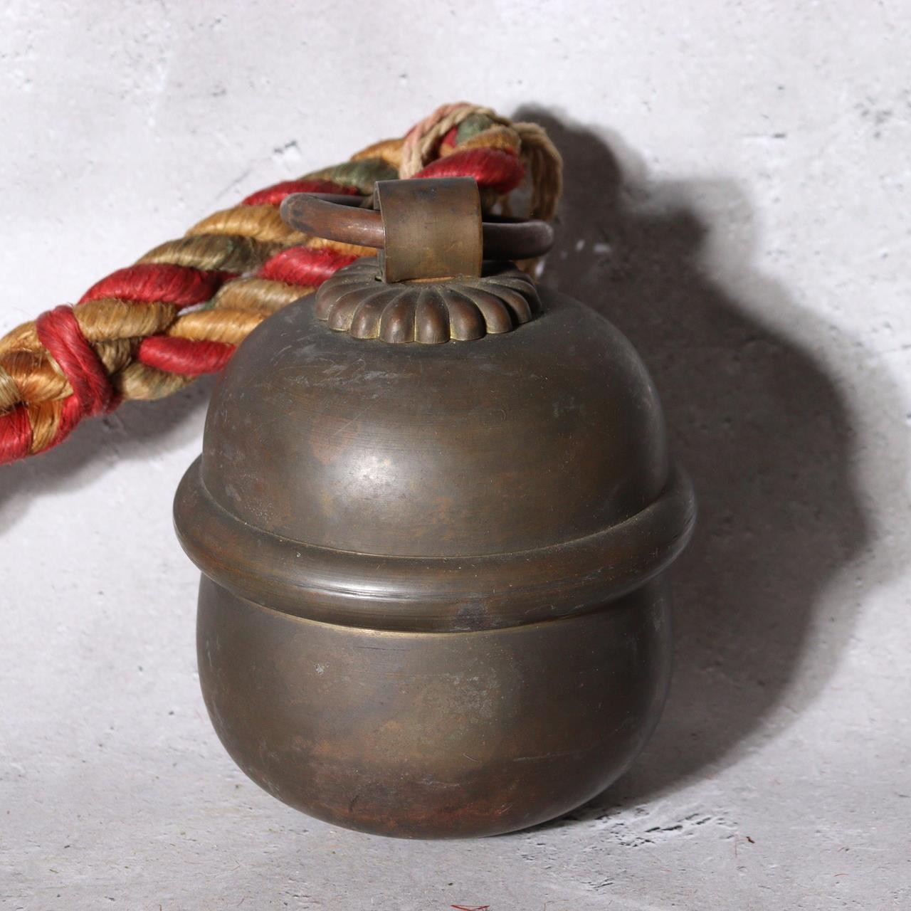Japanese Vintage Shinto Suzu Bell with Braided Worship Rope Shrine Tassel 99cm6
