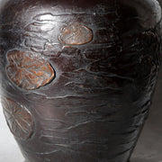 Antique Japanese Takaoka Bronze Vase Hozan Twin Koi Lotus Pond BV774-218