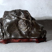 Japanese Suiseki Viewing Stone Mountain Island Shape Wooden Base8