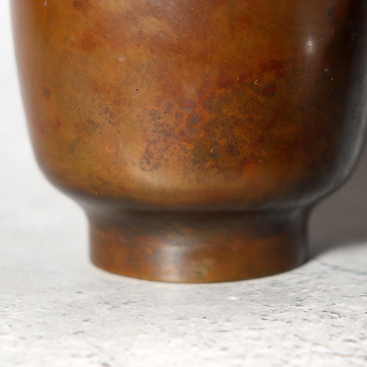 Japanese Cast Bronze Vase - Naoki Hara - Signed Tomobako Box Ikebana BV74018