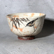 Japanese Shino Ware Matcha Tea Bowl Chawan Uguisu Bird Bamboo Azuma Suimei Box3