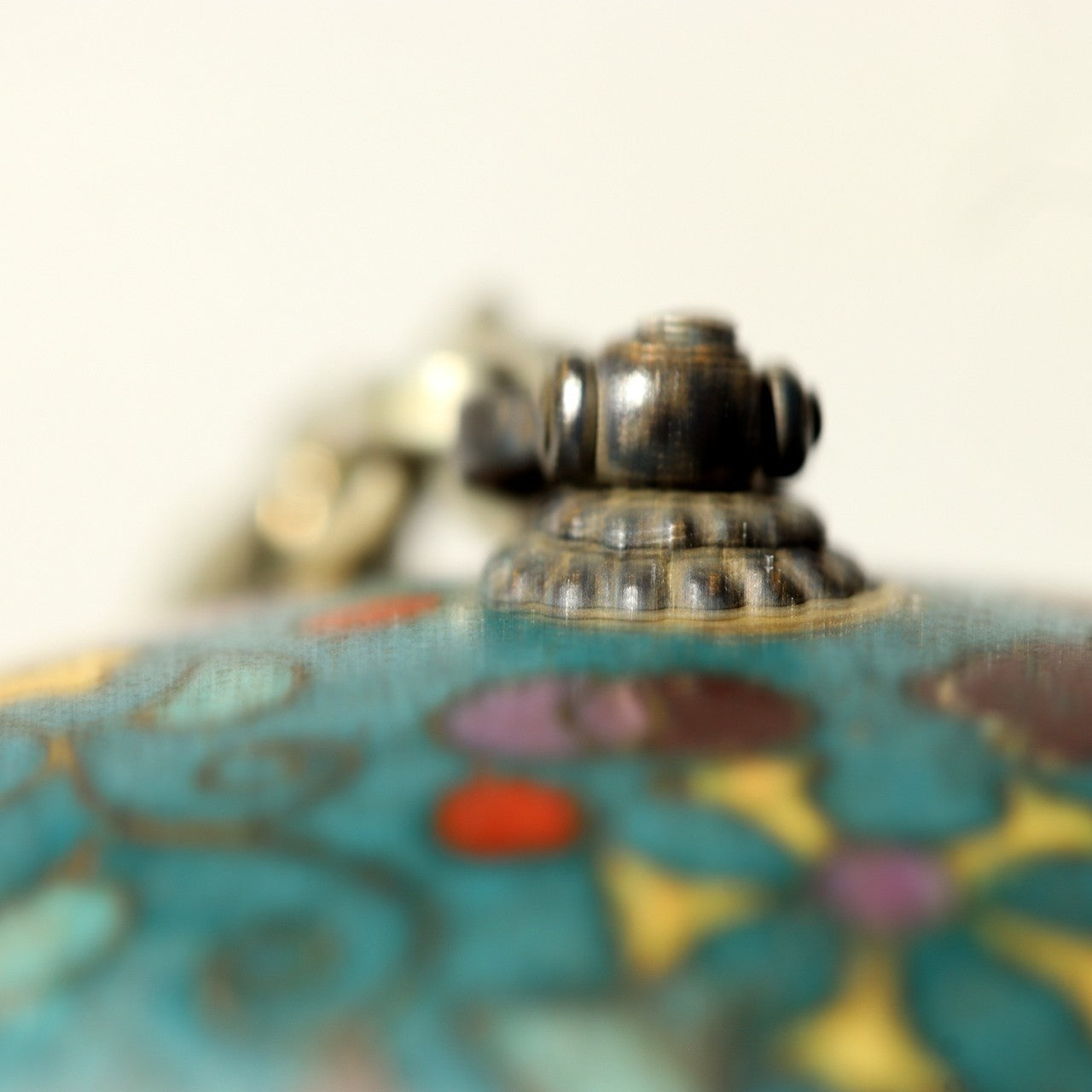 Antique Japanese Cloisonne Enamel Netsuke Sagemono Manju Floral Edo Meiji NW27114