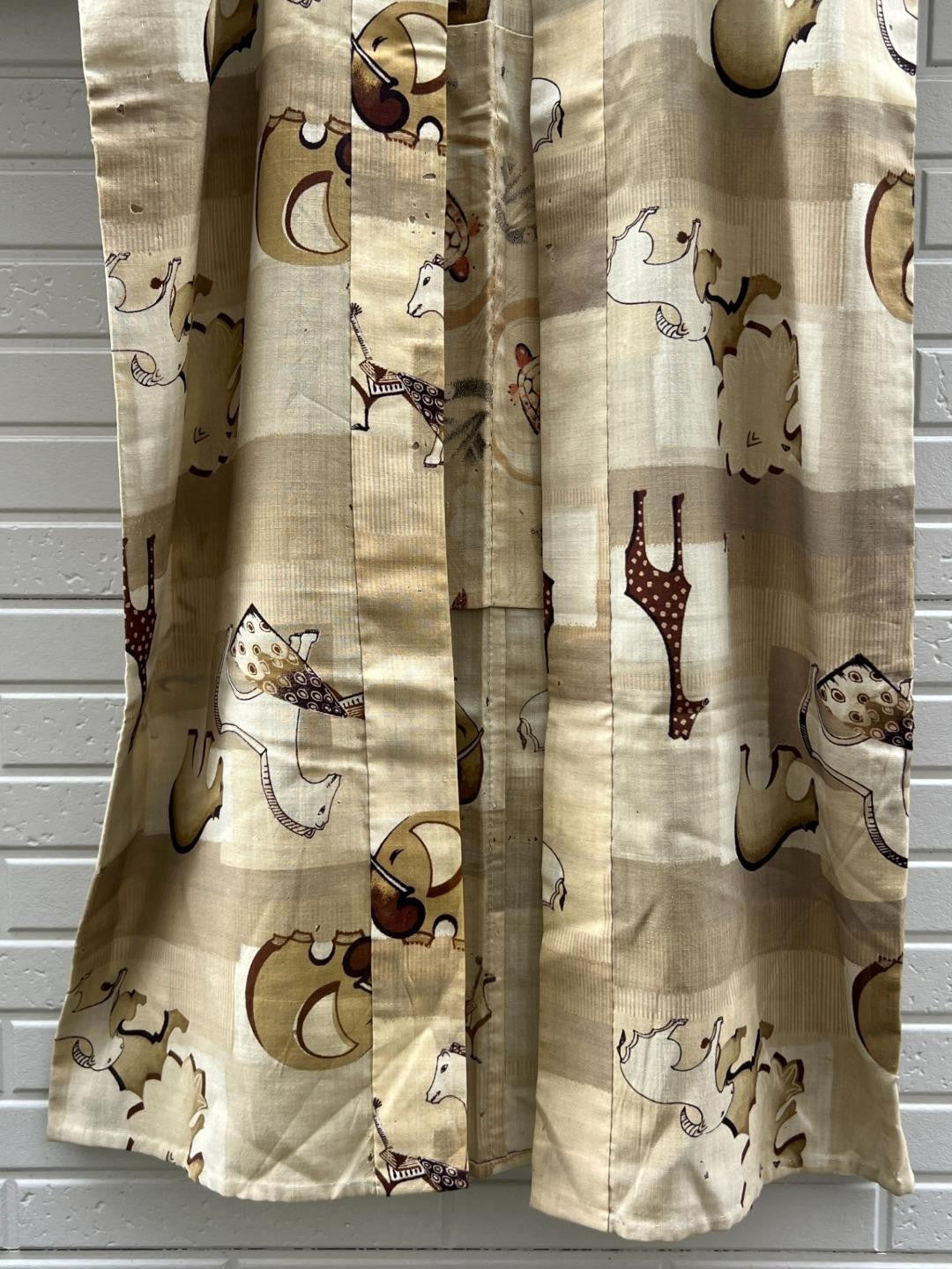 Vintage Japanese Yukata Kimono Animal Pattern Elephants Giraffes12