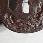 High-Class Antique Japanese Samurai Sword Tsuba Satsuma School Dragon Gold Inlay17