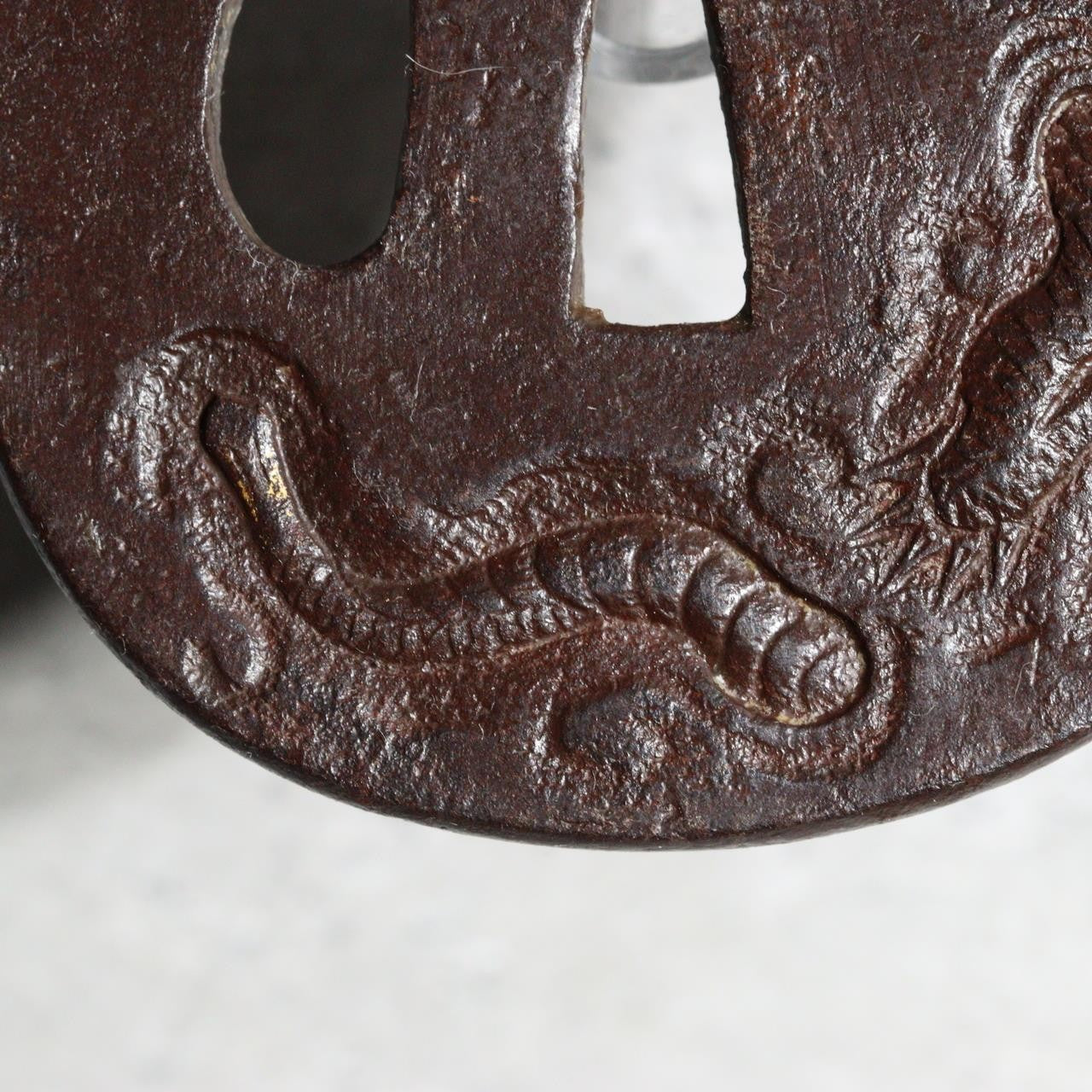 High-Class Antique Japanese Samurai Sword Tsuba Satsuma School Dragon Gold Inlay17
