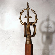 Vintage Japanese Buddhist Shakujo Handheld Monk Staff Brass Wood Ritual Tool3
