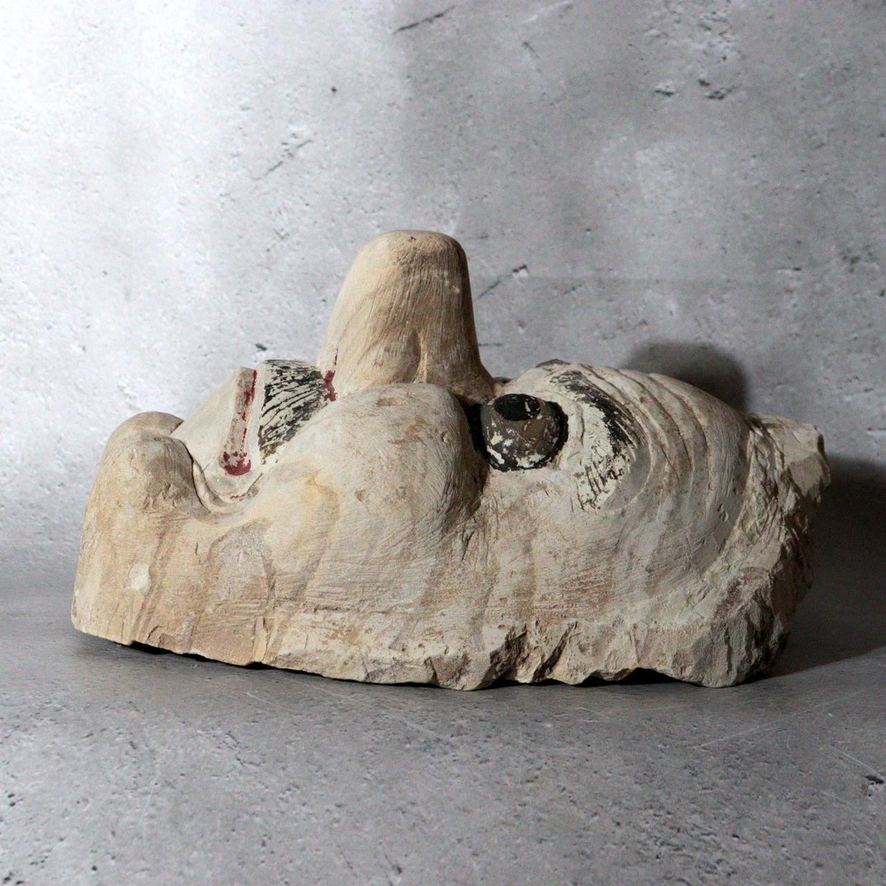 Vintage Japanese Stone Carved Daitengu Mask Figurine Mt. Takao Temple Shinto4