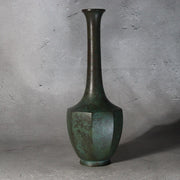 Japanese Shobido Kosan Cast Bronze Octagonal Vase Crane Neck Tomobako3