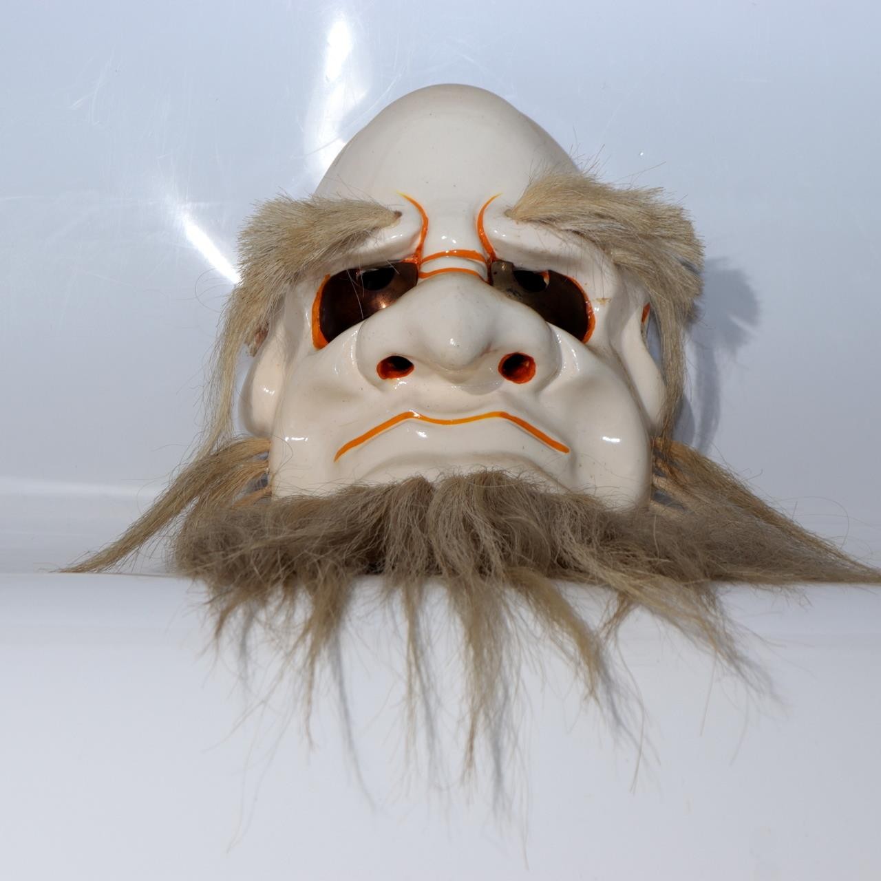 Japanese Vintage Wood Carved Bitchu Kagura Mask Signed Kosaku Tanabe MSK5415