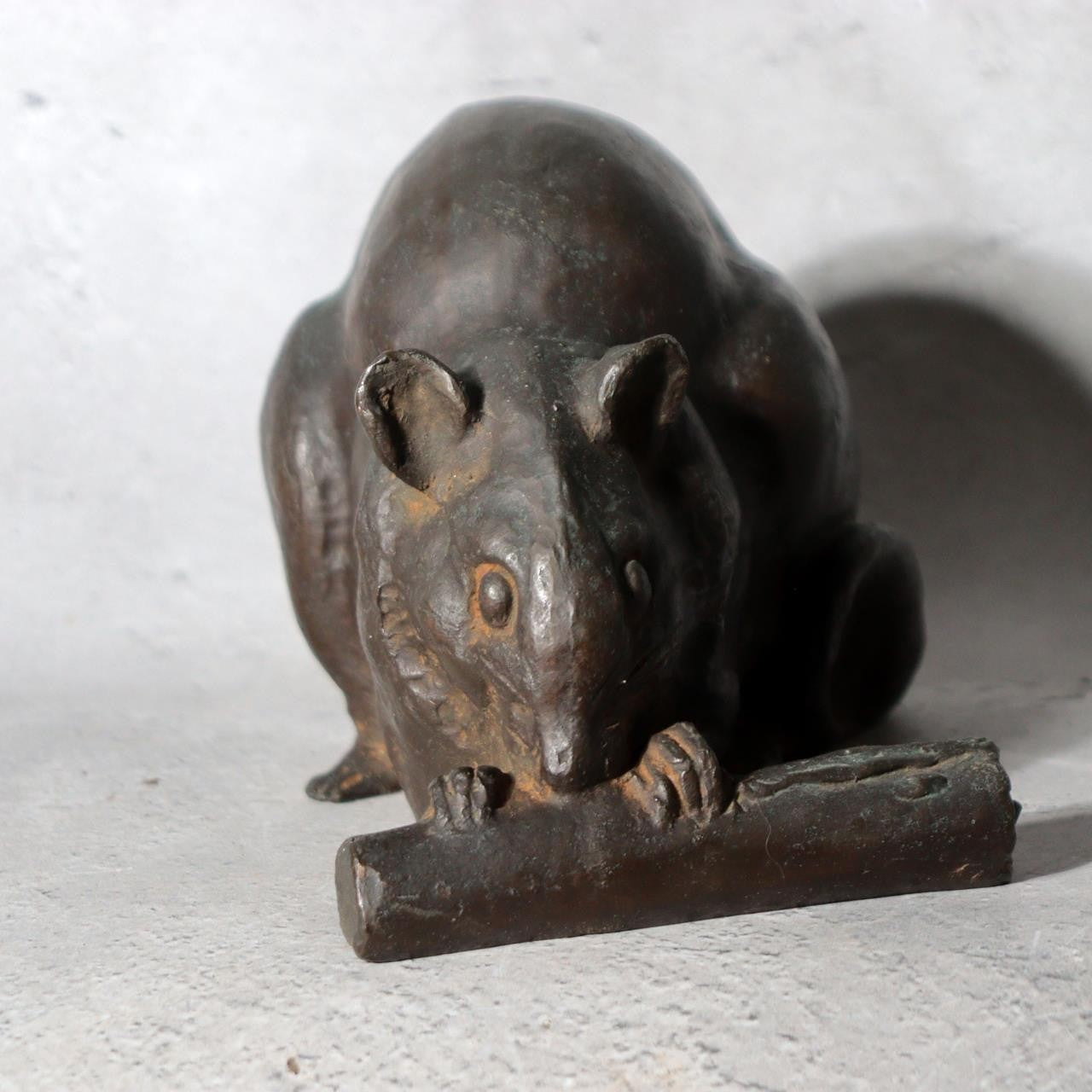 Vintage Japanese Cast Bronze Rat Figurine by Hansan Zodiac Ornament7