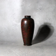 Vintage Japanese Copper Vase Small Mottled Purple Red Patina1