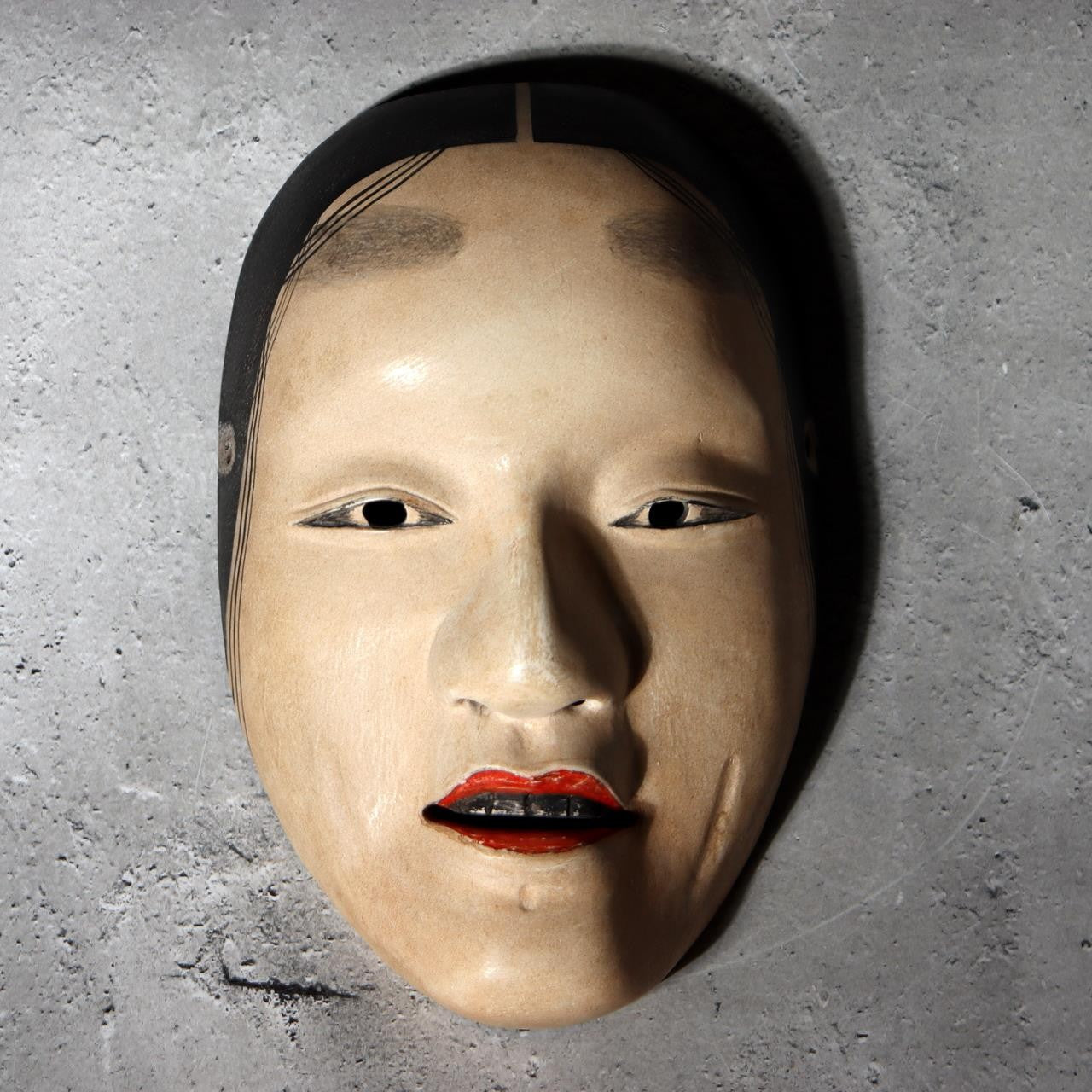 Masterfully Carved Japanese Noh Mask "Shakumi" by Kojitsu - Middle-Aged Woman0