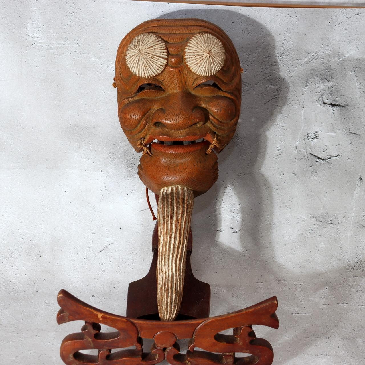 Vintage 1937 Japanese Wood Carved Noh Mask Okina Ise Shinen Shinmen Kagura8