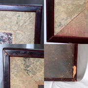 Vintage Japanese Byobu 2 Panel Room Divider Painted Figures Floral17