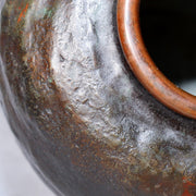 Japanese Mottled Purple Bronze Vase Hanshidou Artisan Signed 16.5cm BV73516