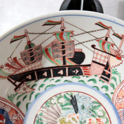 Late Edo Imari Iroe Porcelain Bowl Plate Nanbanjin Foreigners Ships PV31616