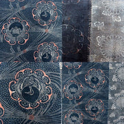 Antique Japanese Indigo Katazome Cotton Fabric Crane Turtle Chrysanthemum11
