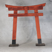 Vintage Japanese Plaster Toyokawa Inari Fox Statues Pair Torii Gate Shinto2