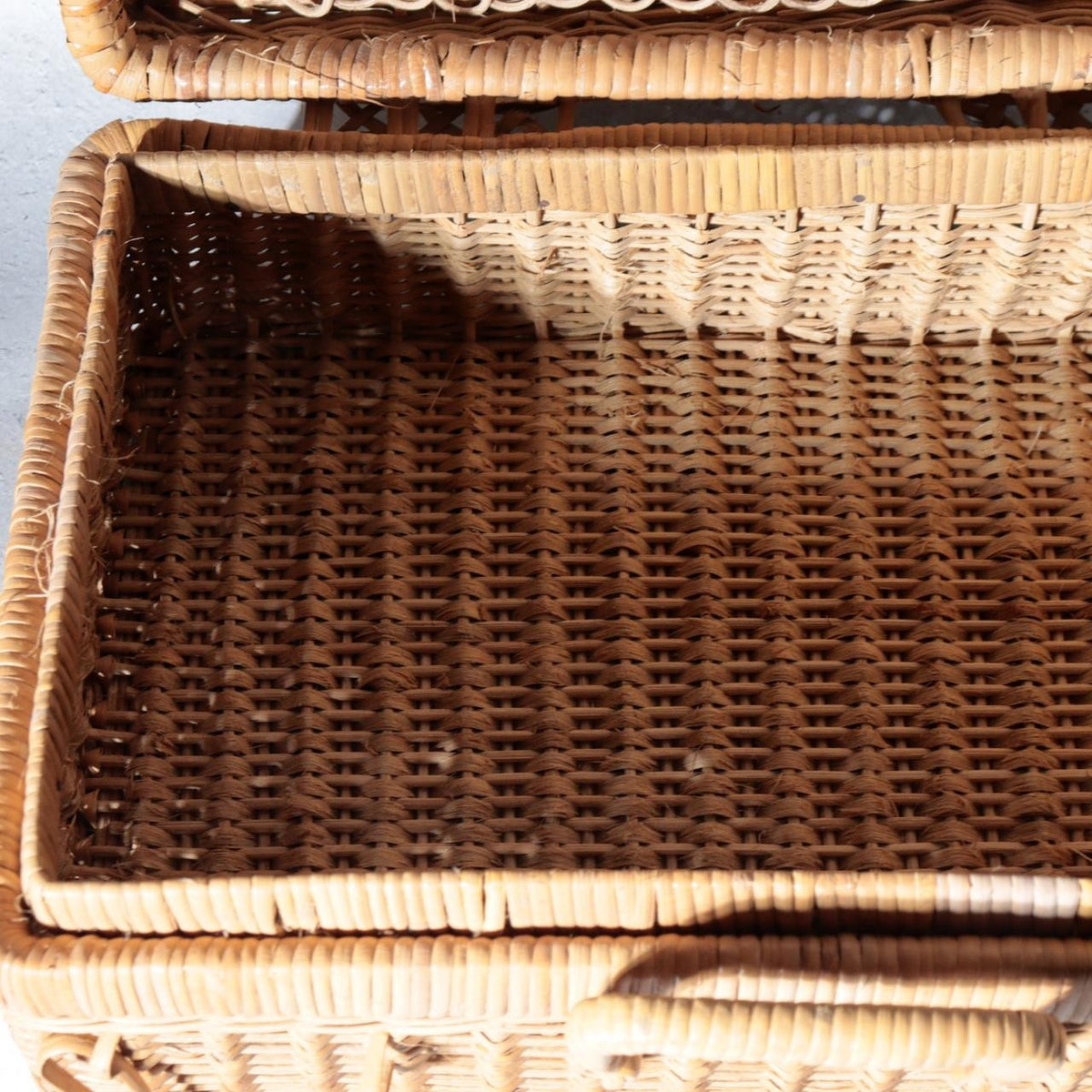 Vintage Japanese Bamboo Woven Basket Trunk Suitcase Bag9