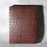 Vintage Japanese Bamboo Woven Rectangular Box Two-Tone Basketry0