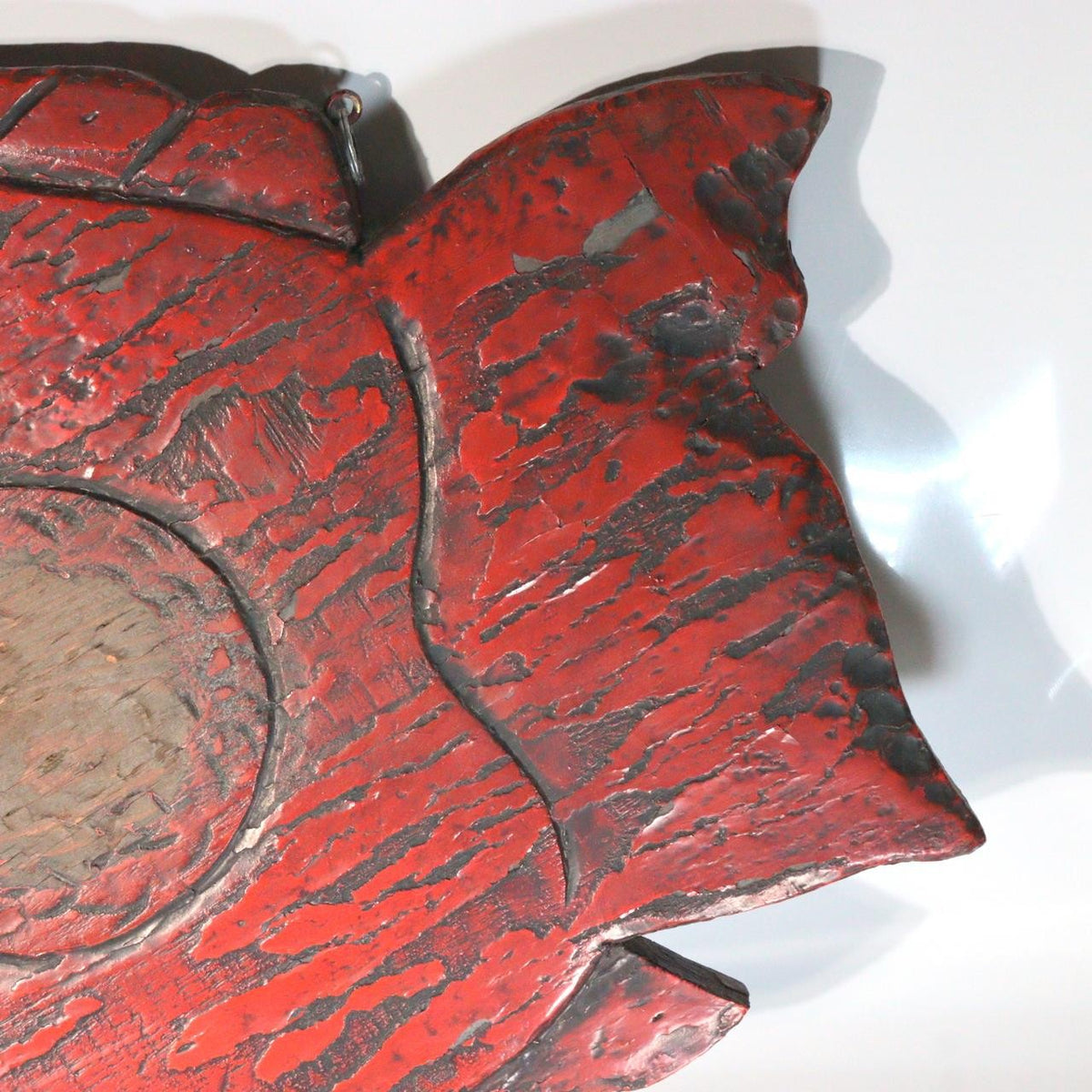 Antique Japanese Buddhist Wooden Fish Board Gyoban Kaipan Red Lacquer Temple4