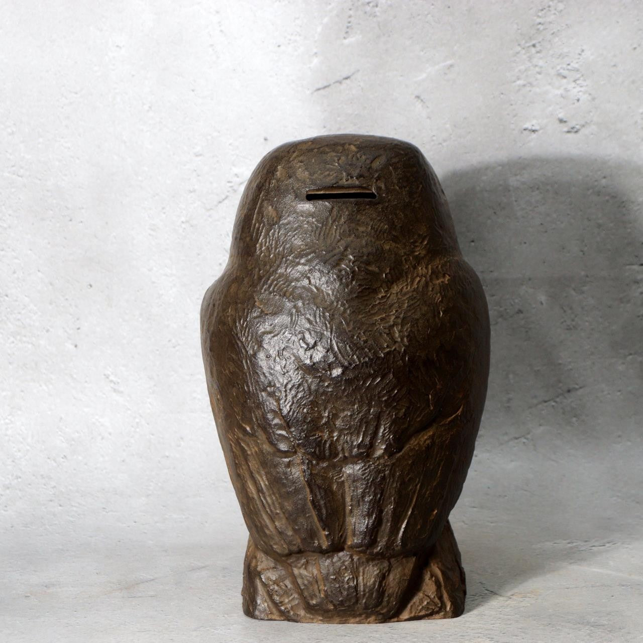 Japanese Bronze Owl Figurine Statue Okimono Hiromu Kojima 1982 Coin Bank BOSa6514