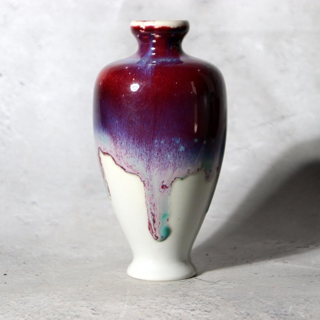 ​Japanese Studio Ceramic Vase Peacock Glaze Masahide Matsuyama Tatsuno Kiln2