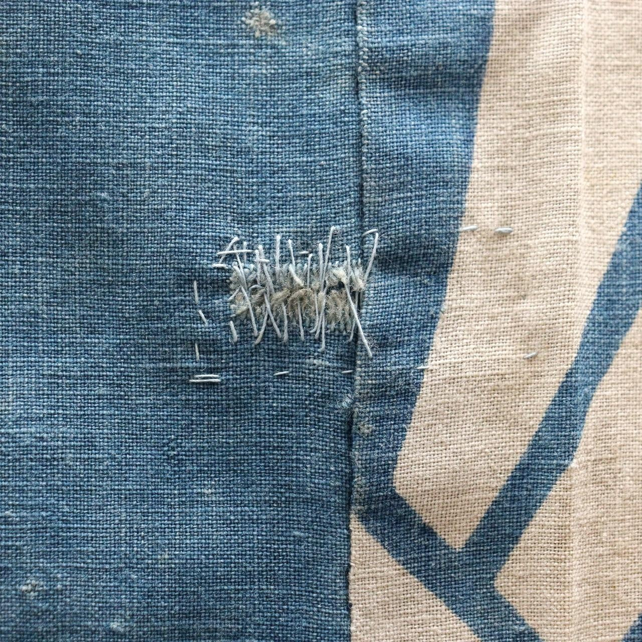 Antique Japanese Boro Indigo Cotton Cloth Katazome Shide Motif Shinto Edo Meiji13