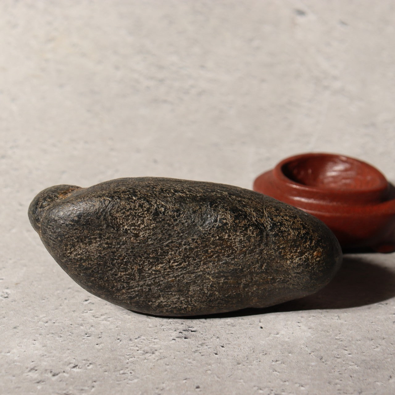 Japanese Suiseki Viewing Stone Genkai Jizo Buddha Figure 1976 Signed Daiza SS22316