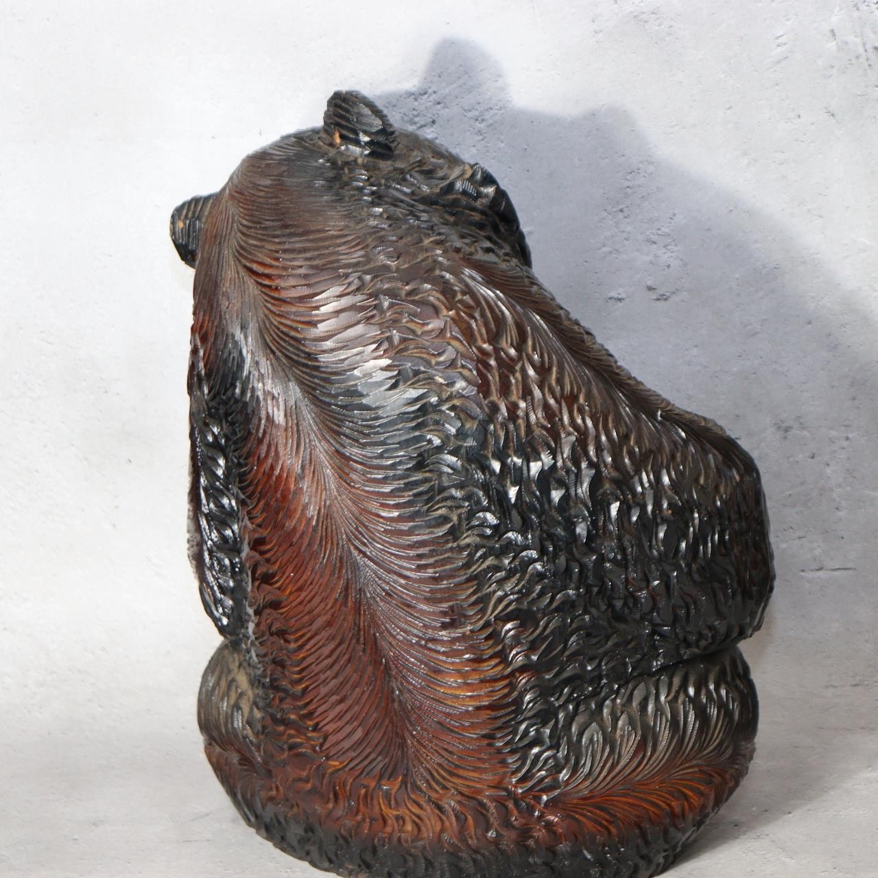 Huge Japanese Ainu Wood Carved Bear - Kibori Kuma holding Sake Cup 4.3kg WO5832