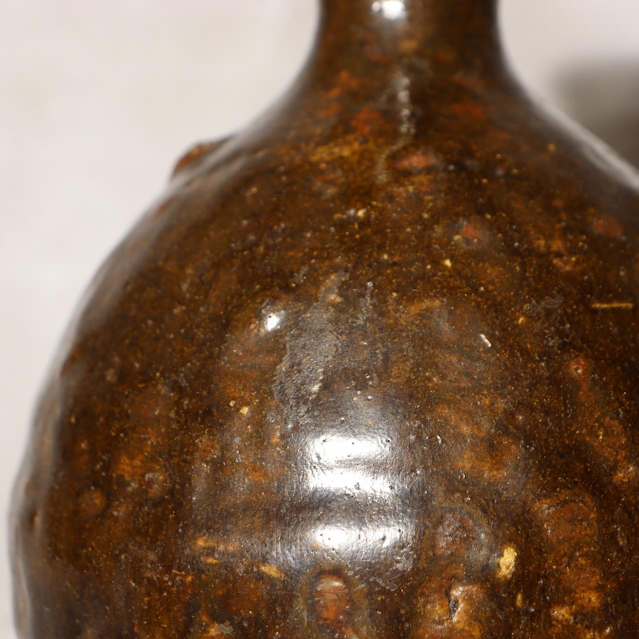 Antique Early Joseon Dynasty Iron Glaze Tokkuri Sake Bottle Brown Pottery KRS17913