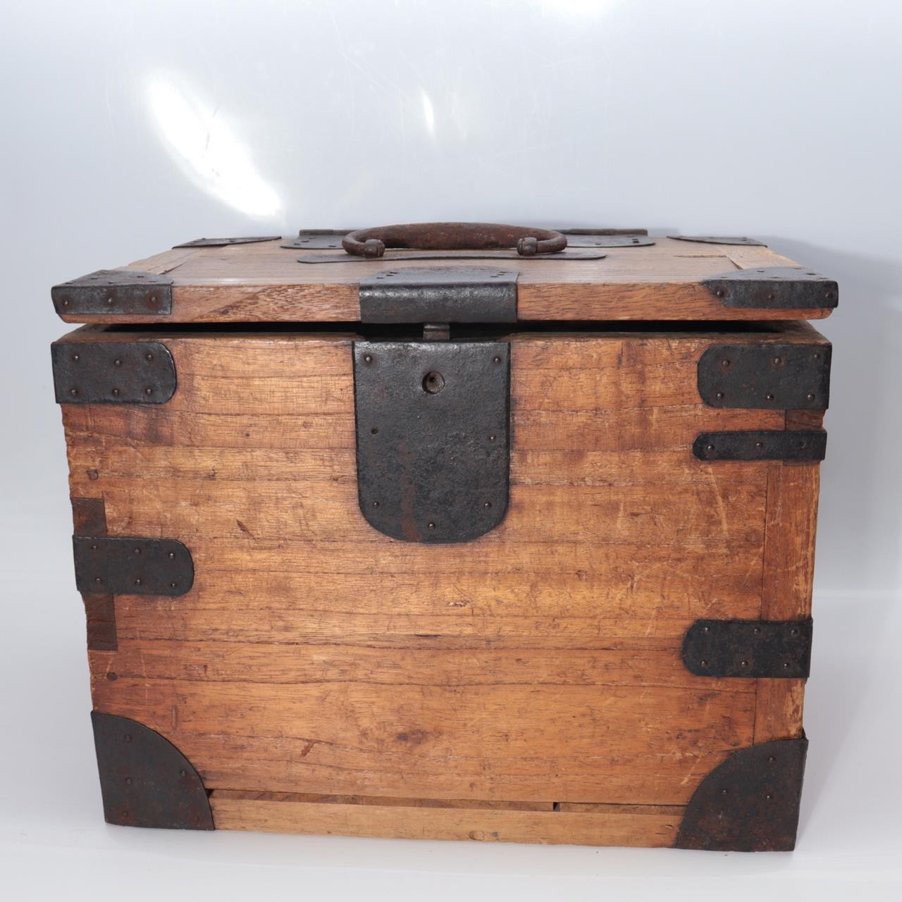 Antique Late Edo Japanese Wooden Kake Suzuri Portable Writing Box WO62012