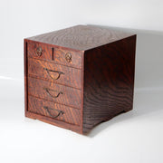 Taisho Showa Japanese Tamamoku Wood Small Chest Ko-dansu Inkstone Drawer WO6300