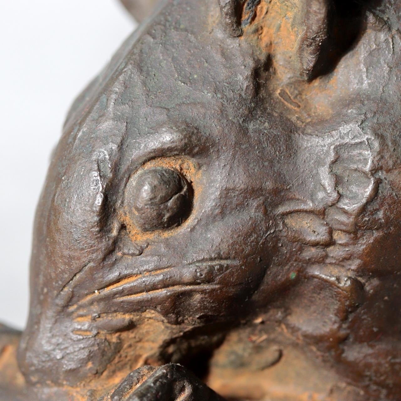 Vintage Japanese Cast Bronze Rat Figurine by Hansan Zodiac Ornament19